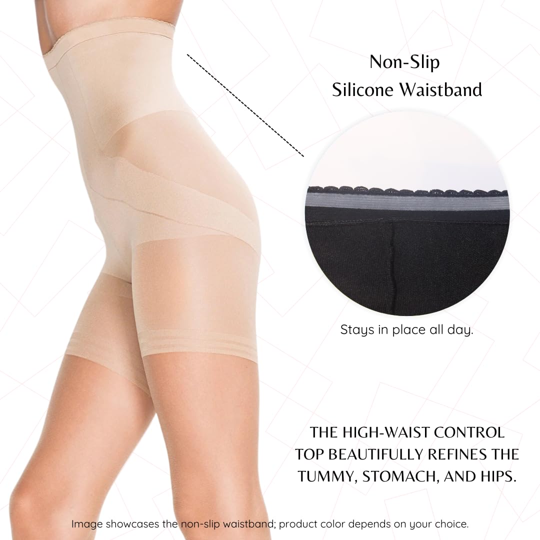 PENTI Control Top Tights | Maximum Tummy Control Pantyhose 100 Den High Waist & 15 Den Sheer | Shaping Sheer Hose