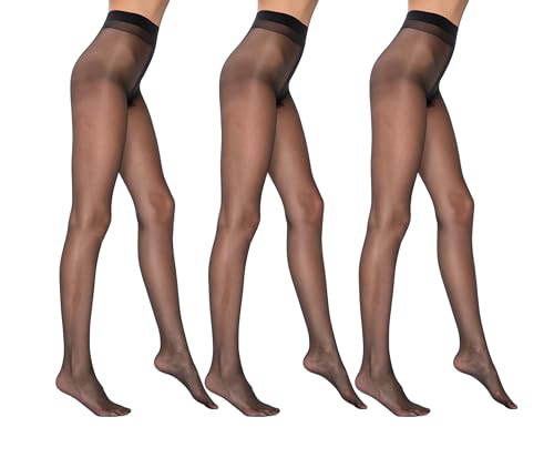 3 Pairs 5 Den Ultra Sheer Pantyhose | Barely-There Transparent Women's Tights | Seamless with Breathable Gusset