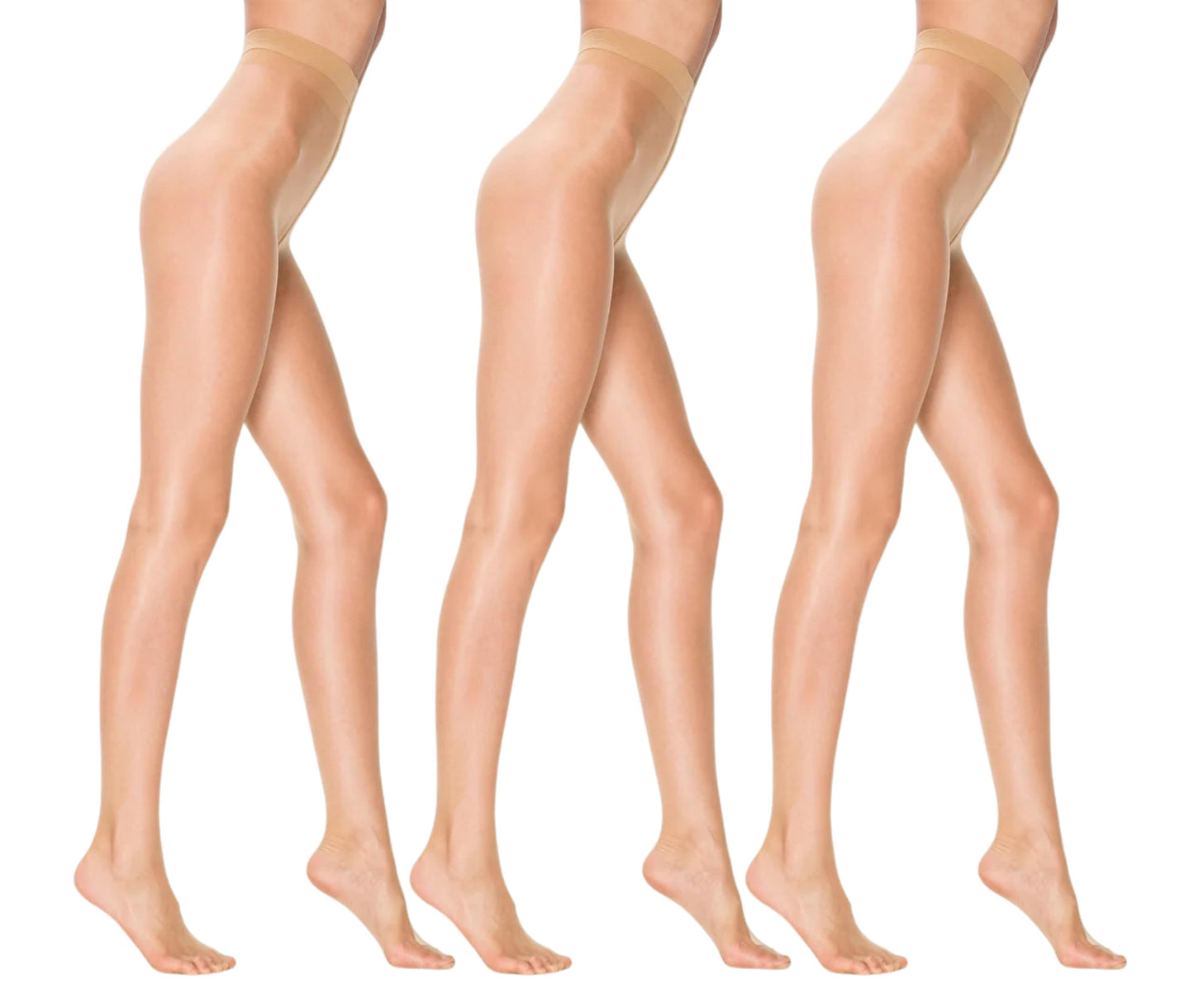 3 Pairs 5 Den Ultra Sheer Pantyhose | Barely-There Transparent Women's Tights | Seamless with Breathable Gusset