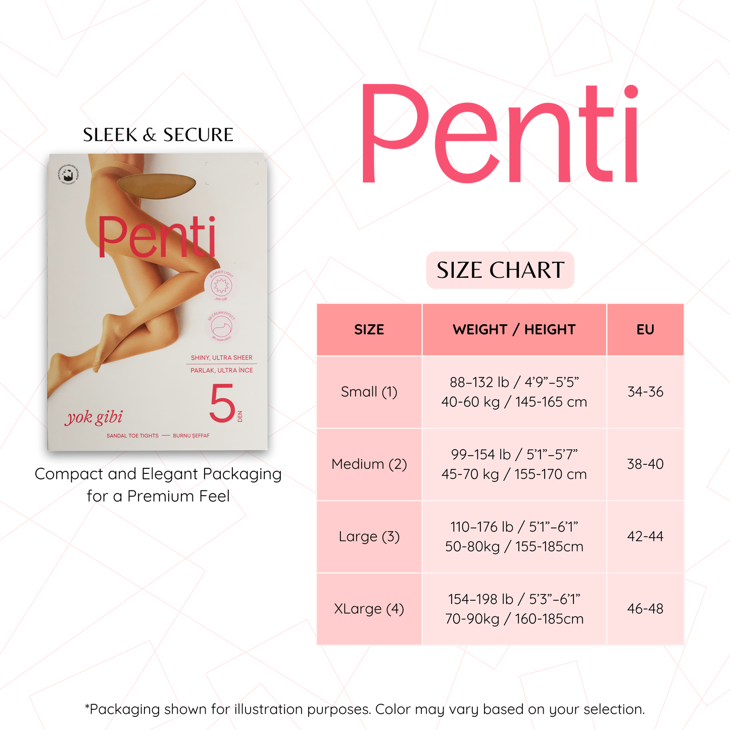 PENTI 5 Den Ultra Sheer Pantyhose | Barely-There Transparent Women's Tights | Seamless with Breathable Gusset