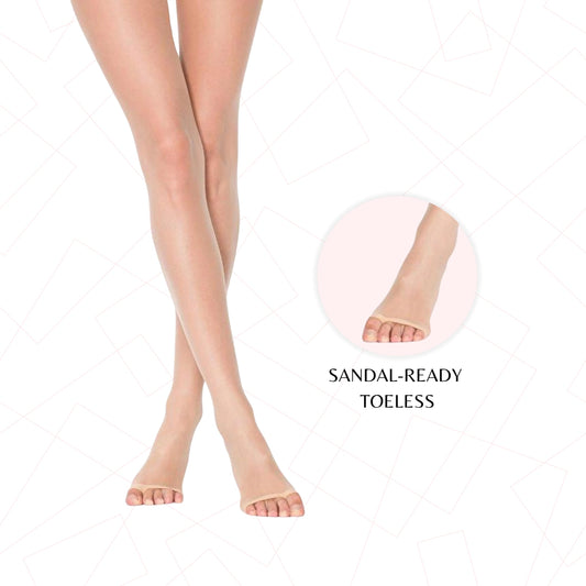 PENTI 10 Den Toeless Pantyhose for Women | Open Toe Matte Sheer Tights with Non-Slip Sole, Transparent Brief