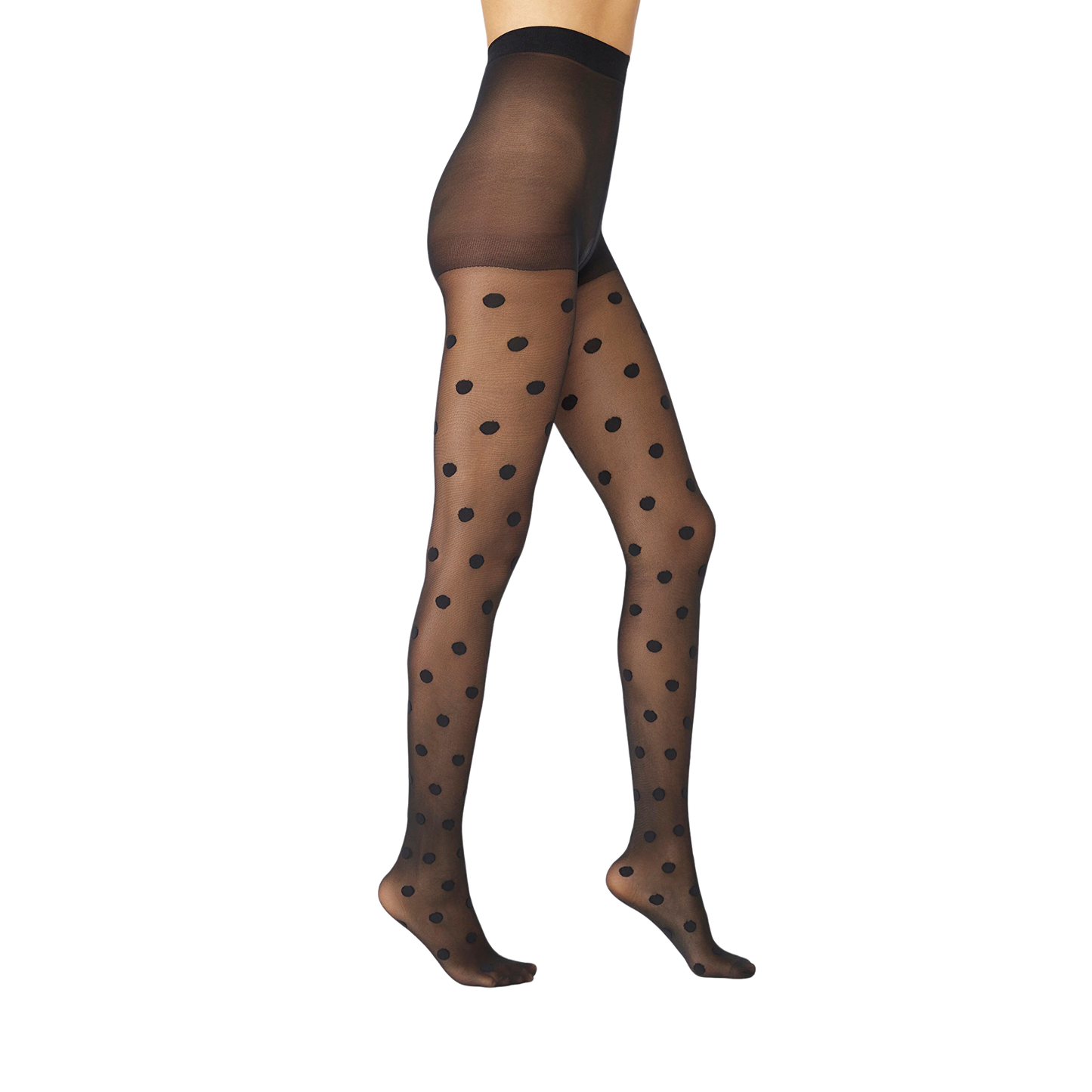 PENTI Big Polka Dot Tights for Women | Black Pattern Pantyhose 30 Denier Sheer High Waist Swiss Dot Pantyhose