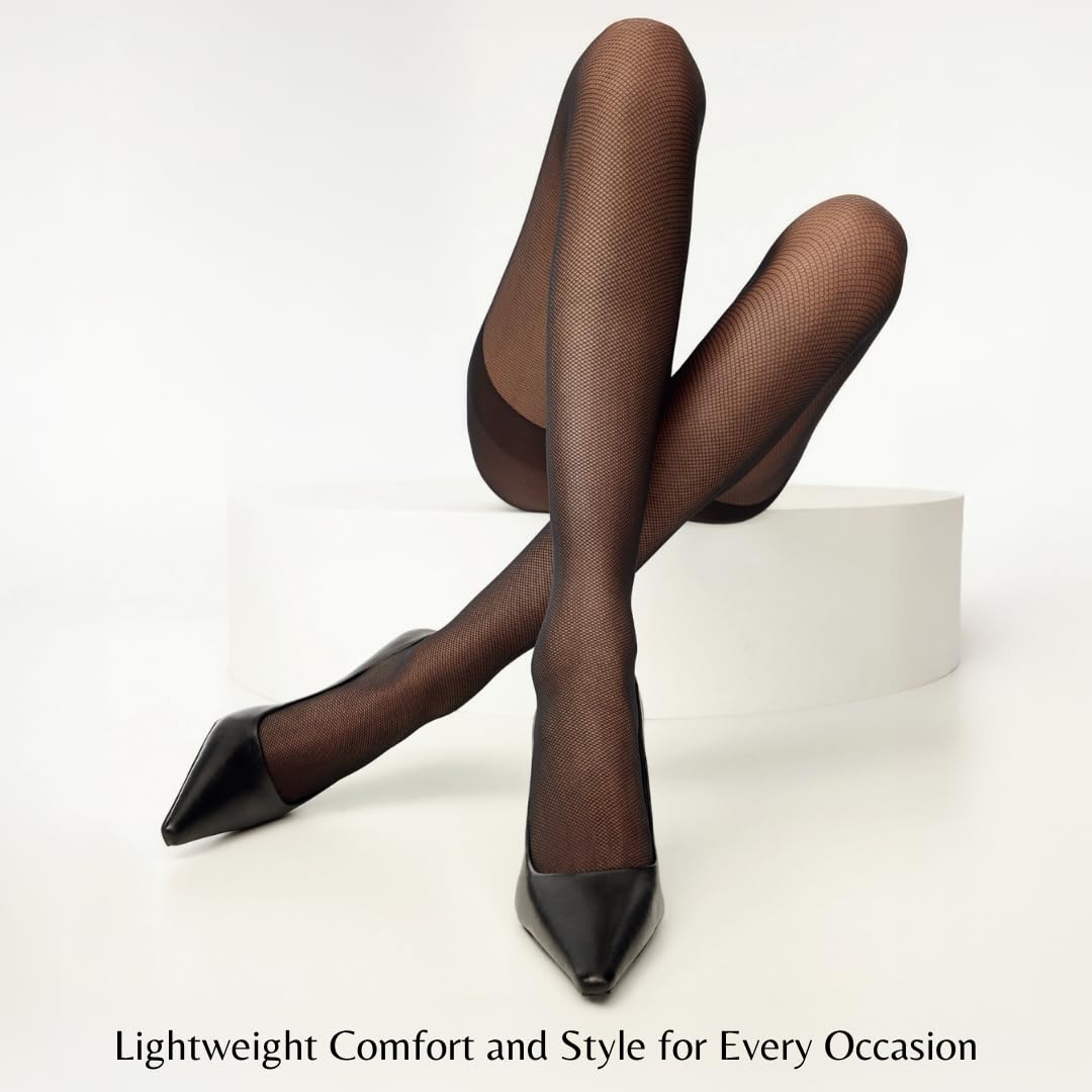 PENTI Tulle Women's Pantyhose | 15 Den Fine Mesh Sheer Tights with Fishnet Style | Comfort & Durable, Black
