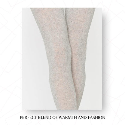 PENTI Karina Women's Knit Patterned Winter Tights | Warm Sweater Tights Cotton-Blend 180 Den | Black, Vanilla, Gray