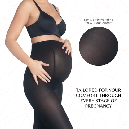 PENTI Maternity Tights 40 Den | Black Opaque Pregnancy Pantyhose | Supportive Maternity Leggings for Women