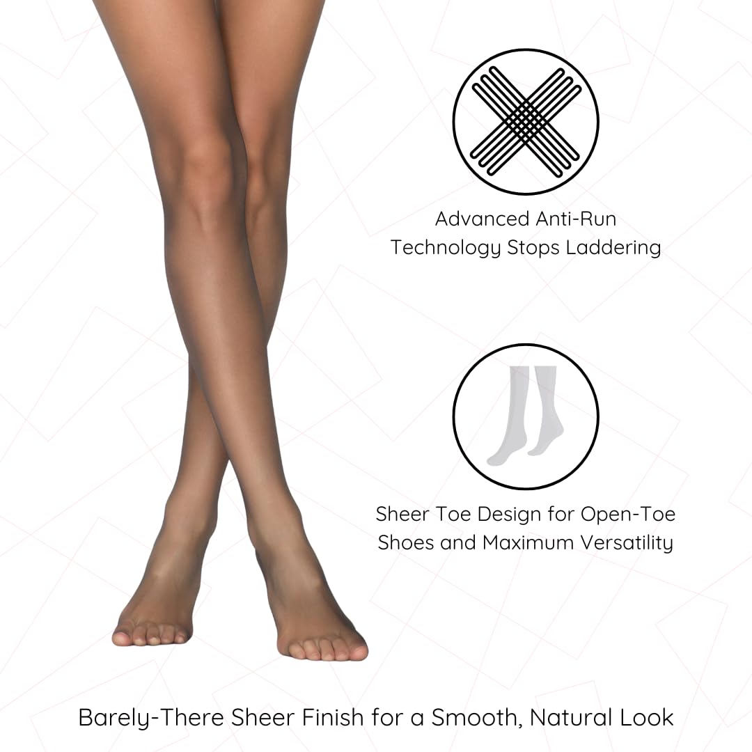 PENTI Stop 7 Run-Resistant Ultra Sheer Pantyhose | Matte 7 Denier Sheer-to-Waist Tights | Anti-Run Invisible Waist