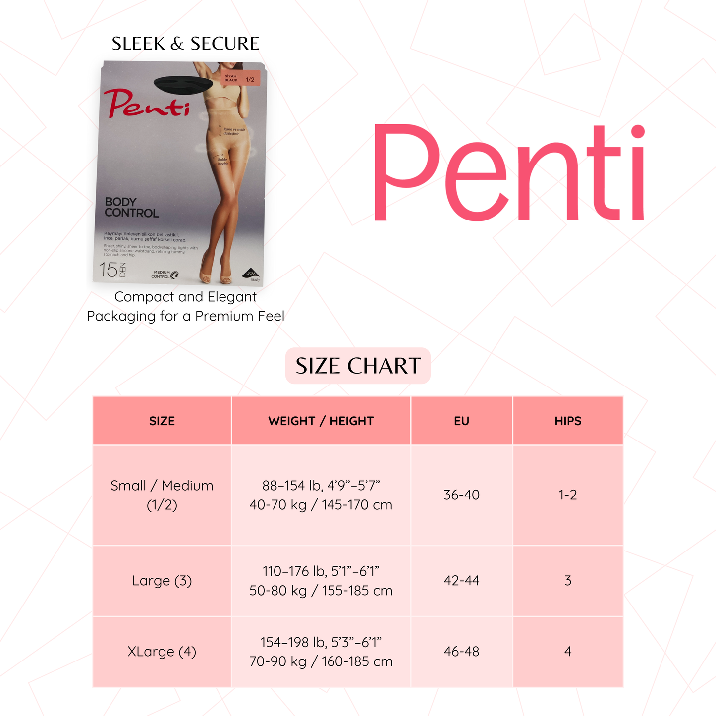 PENTI Control Top Tights | Maximum Tummy Control Pantyhose 100 Den High Waist & 15 Den Sheer | Shaping Sheer Hose