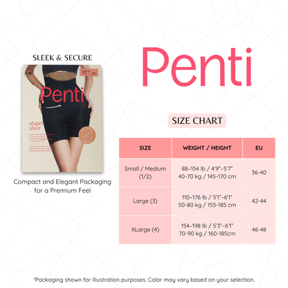 PENTI Shaper Short | Seamless Tummy Control Shapewear | Non-Slip High Waist Body Shaper Thigh Slimming & Butt Lift for Women