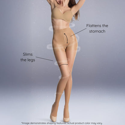 3 Pairs 20 Den Shaper Control Top Pantyhose | High-Waisted Shapewear Tights | Oeko-Tex Certified