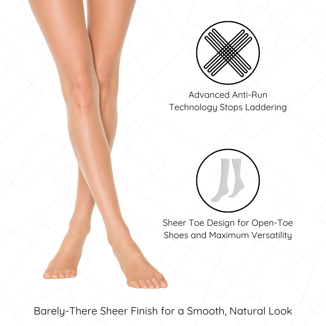 PENTI Stop 7 Run-Resistant Ultra Sheer Pantyhose | Matte 7 Denier Sheer-to-Waist Tights | Anti-Run Invisible Waist