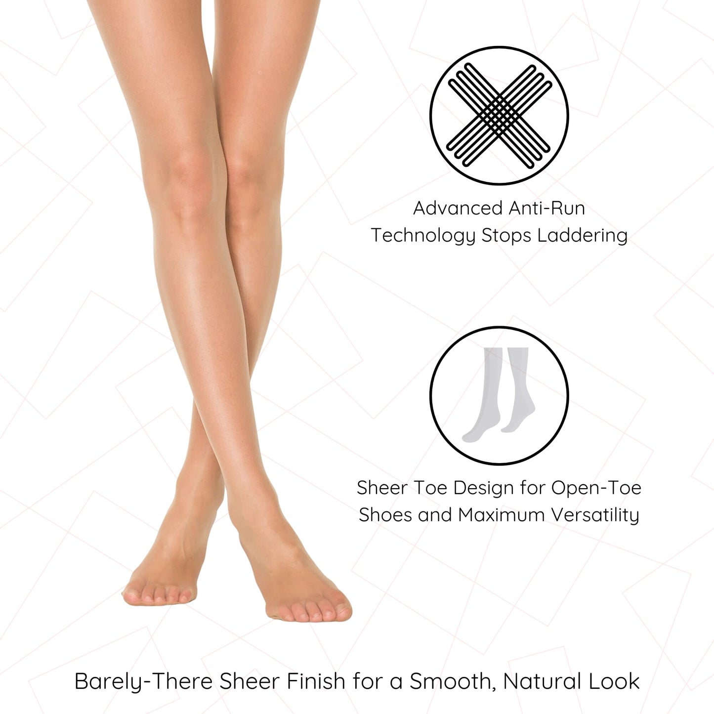 PENTI Stop 15 Run-Resistant Ultra Sheer Pantyhose | Matte 15 Denier Sheer-to-Waist Tights | Anti-Run Invisible Waist