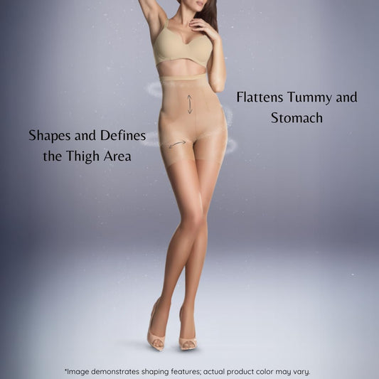 PENTI Control Top Tights | Maximum Tummy Control Pantyhose 100 Den High Waist & 15 Den Sheer | Shaping Sheer Hose