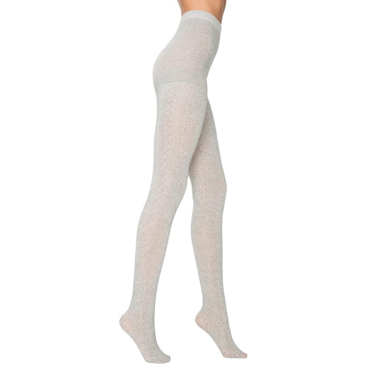 PENTI Karina Women's Knit Patterned Winter Tights | Warm Sweater Tights Cotton-Blend 180 Den | Black, Vanilla, Gray